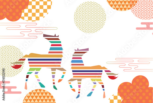 午　年賀状　干支　背景