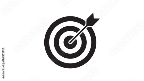 Black Silhouette of Arrow Hitting Target Center bullseye