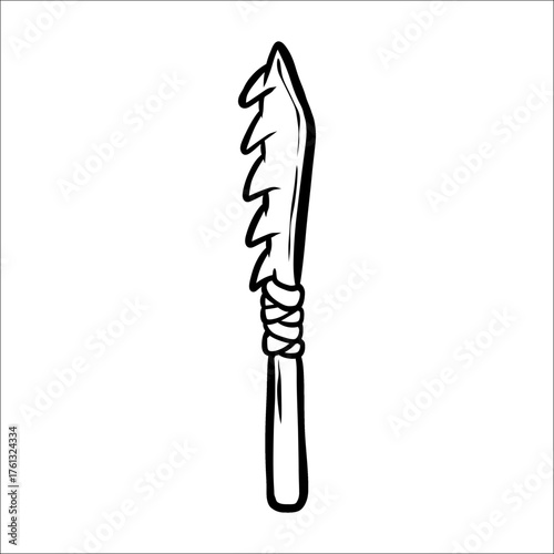 clean line art ancient machete vector design