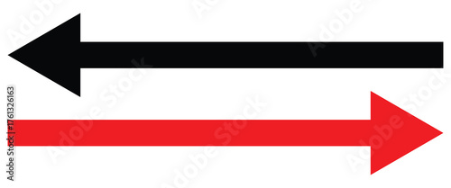 Long arrow to the left and right side. Long straight line arrow icon. Graphic illustration for direction symbols. Two side long arrow isolated on white background.