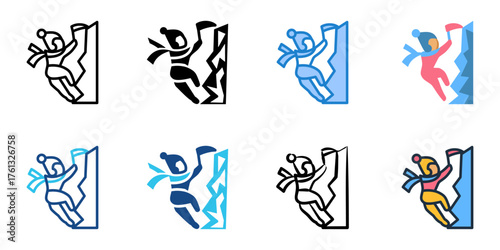 Ice climbing icon set multiple style collection 
