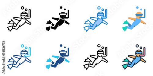 Free diving icon set multiple style collection 
