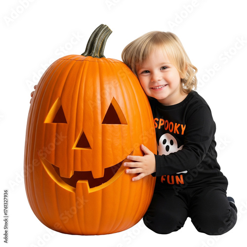 boy with pumpkin