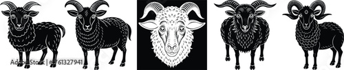 Bold ram silhouettes bring classic artistry to your designs, perfect for logos, branding, or symbolic art projects invoking strength and resilience