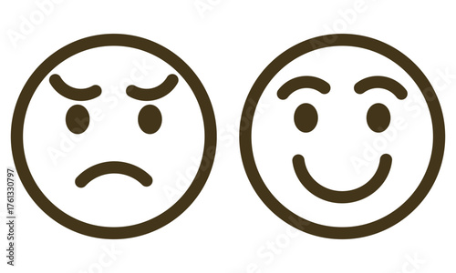 微笑むアイコンと怒りのアイコンセット