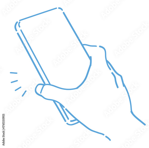 スマートフォンを持つ手。ベクターイラスト素材。