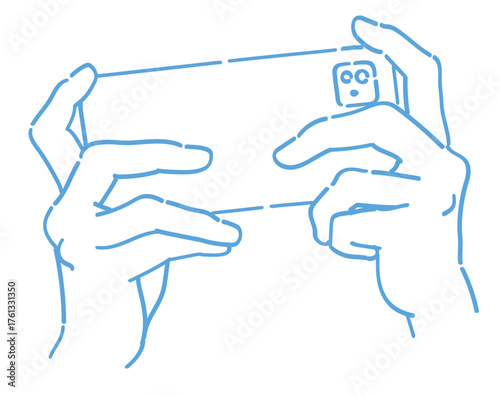 スマートフォンを持つ手。ベクターイラスト素材。