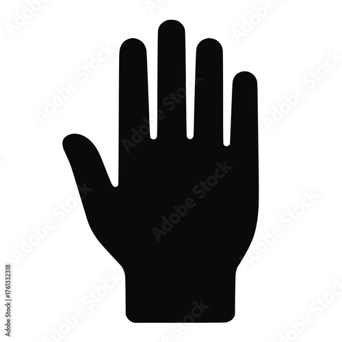 Human Left Hand Silhouette with Raised Fingers Symbolic Gesture