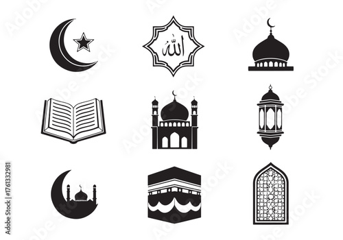 Set of Islamic Icons Vector Image - Diverse Symbols of Muslim Culture