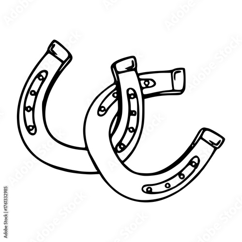 pair of lucky horseshoe outline vector illustration