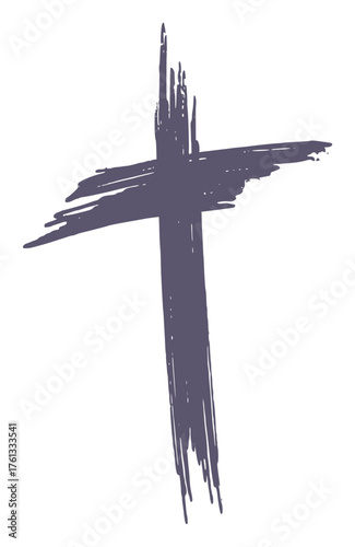 Grunge style Christian cross for Ash Wednesday web banner or social graphic. The first day of Lent is a holy day of prayer and fasting.