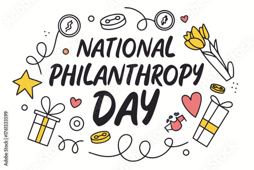 NATIONAL PHILANTHROPY DAY vector illustration