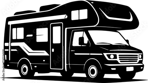 recreational vehicle on a plain silhouette vector illustration