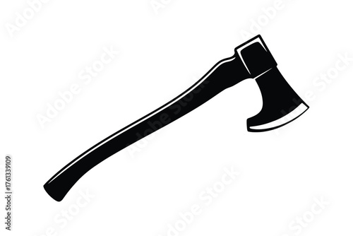 Illustration of a classic wooden handled axe