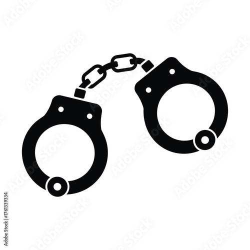 Black silhouette of handcuffs connected by a chain