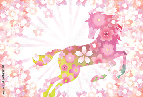 午　年賀状　干支　背景