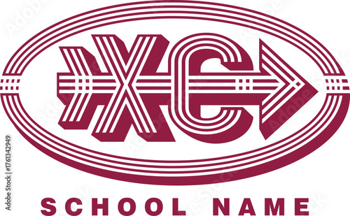 cross country team design with oval for school, college or league sports