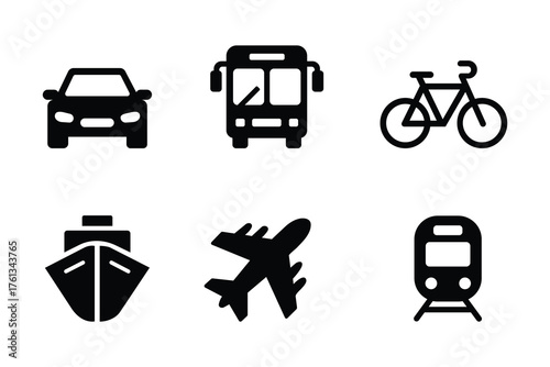 Variety of Transportation and Vehicle Options Vector Icons for Travel and Commuting Needs