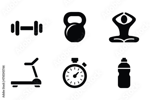 Fitness and Exercise Equipment Vector Graphic Set for Workout and Wellness Activities