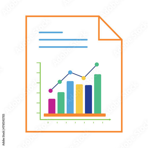Business chart report with bar and line graphs showing growth and data analysis vector