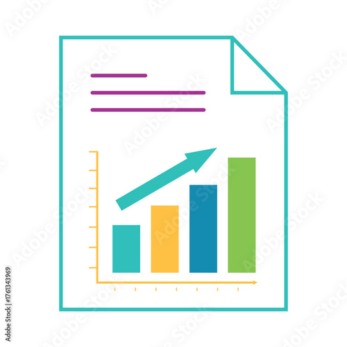 Business growth chart document with upward trend arrow for financial success vector