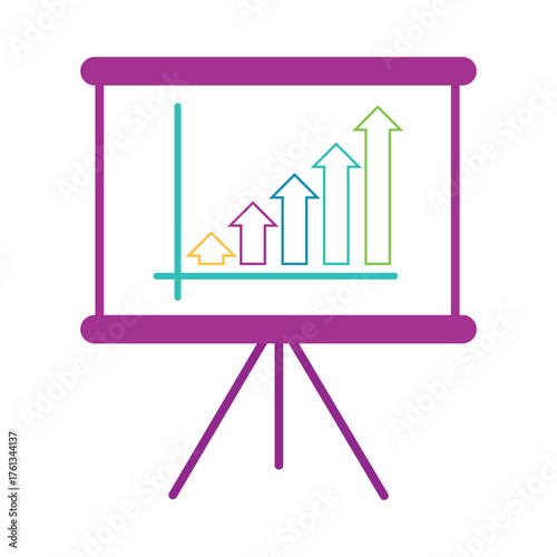 Business growth chart presentation with upward arrows on easel display vector