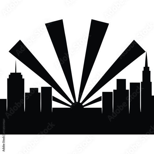 Vibrant sunrise silhouette casting warm light over a modern city skyline creating a breathtaking urban landscape at dawn