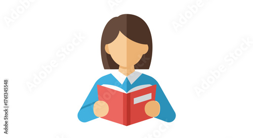 Faceless woman reading a book, a symbol of knowledge, education, and learning, perfect for educational materials and book covers