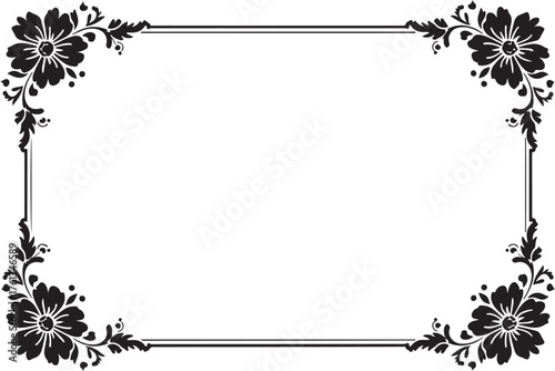 Black flower frame, silhouette, ornamental frame, ornament, border, decorative frame, decoration, label, vintage, retro, wedding invitation, cut file, Cricutvector, SVG, DXF, PNG, clipart, floral fram