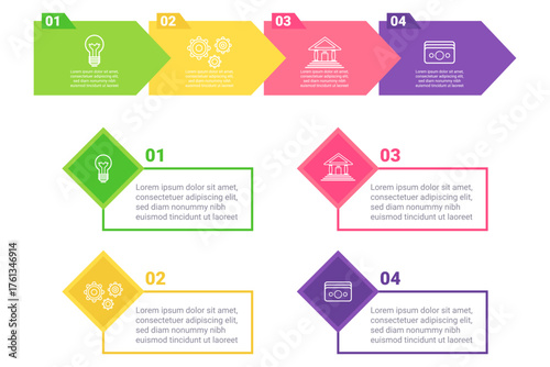 Infographic presenting step-by-step guide for creating effective infographics. Each section highlighting important design principles to consider for better communication