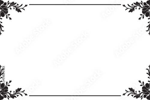 Black flower frame, silhouette, ornamental frame, ornament, border, decorative frame, decoration, label, vintage, retro, wedding invitation, cut file, Cricutvector, SVG, DXF, PNG, clipart, floral fram