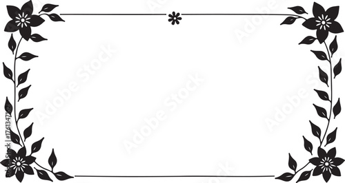 Black flower frame, silhouette, ornamental frame, ornament, border, decorative frame, decoration, label, vintage, retro, wedding invitation, cut file, Cricutvector, SVG, DXF, PNG, clipart, floral fram