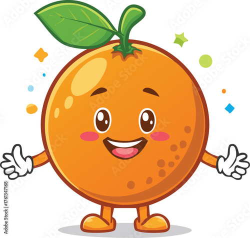 Cartoon orange character with a happy expression