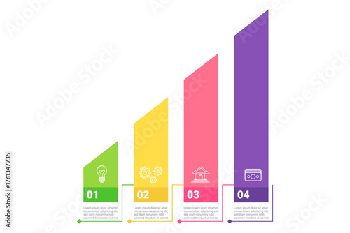 Cuadro en lienzo Infographic outlining four key steps in colorful format to enhance understanding of financial topics