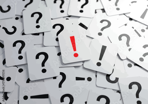 Vector illustration of pile of question mark and exclamation mark cards