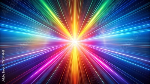 The image shows beams of light that radiate outward from a central, bright white