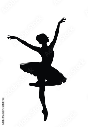Vector illustration of silhouette of a ballerina dancing in a tutu