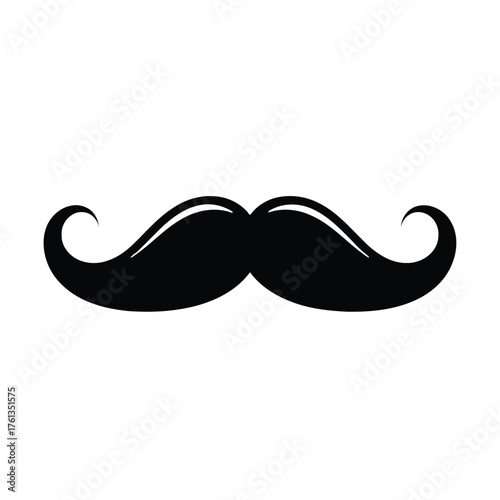 Vector illustration of black mustache silhouette