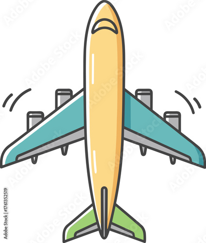Modern Airplane Ascending in Flight, Air Travel Adventure, Transportation to Distant Destinations, Aircraft Flying High in the Sky, Aviation and Aerospace Industry, Flight Illustration for Tourism and