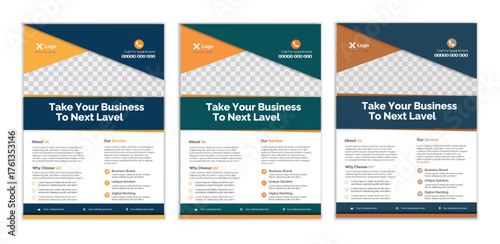  a bundle of 3 templates business flyer design, in blue color, and modern design,marketing,business proposal, promotion, advertise, publication and editable vector template design