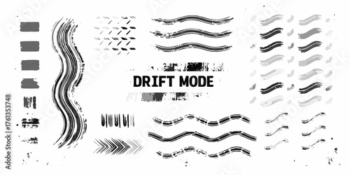 Collection of abstract grunge brush strokes and graphic elements for design and art projects