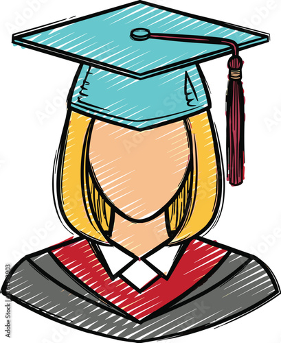 Graduating Student Illustration: Celebrating Academic Achievement, Pursuing Higher Education, Commencement Ceremony, Success Milestone, Sketch Art Style for University Presentation, Graphic Design, Ed