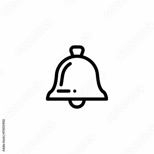 A simple black outline icon of a bell, often used for notifications or alerts, with a subtle clapper detail.