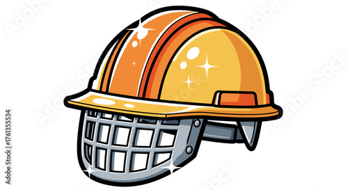 Protective Yellow Hard Hat with Face Shield Protecting Workers in Construction Sites, Mining Industry, Safety Gear for Industrial Manufacturing, Engineering Projects, Symbol of Caution on Building Dev
