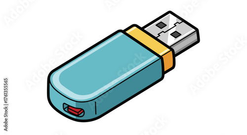 Portable Blue USB Flash Drive Storing Digital Data for Computer Devices, Representing Technology, Modern Portable Storage, Backup Solution, Data Transfer, IT Connectivity in a Clean Minimalist Isolate