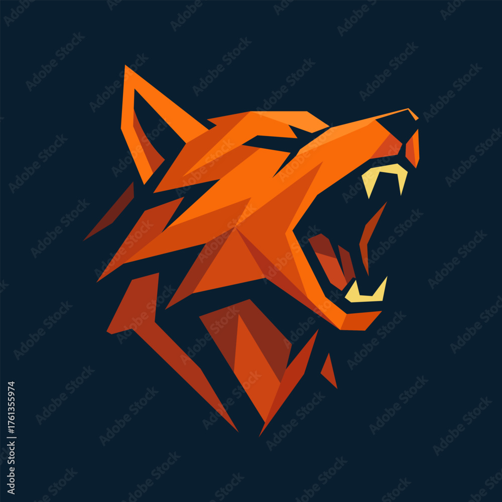 Fototapeta premium Aggressive Wolf Mascot Vector