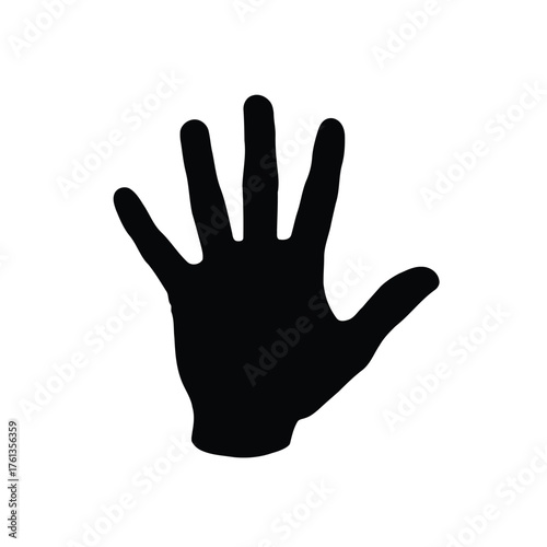 Vector illustration of black silhouette of a hand with fingers spread