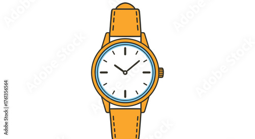 Elegant Wristwatch Illustration Showing Accurate Timekeeping in Fashion and Style, a Timeless Accessory for Professionals, Students, and Everyday Life, Used in Presentations, Advertisements, and Desig