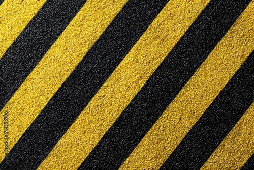 Diagonal Yellow and Black Warning Stripes Texture for Design