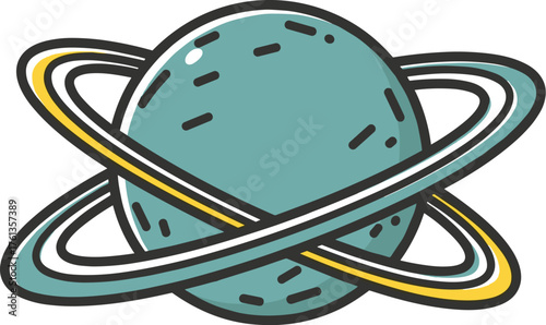 Cartoon Exoplanet Orbiting in Space: Cosmic Illustration for Science Education & Technology Presentations, Promoting Innovation & Discovery, A Modern Graphic for Children's Books & Astronomy Websites,